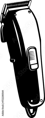 black and white silhouette of a hair clipper vector on a white background
