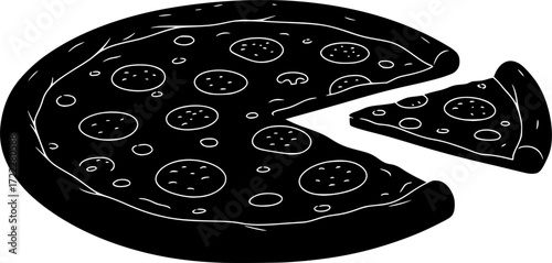 black and white silhouette of bakso vector on white background
