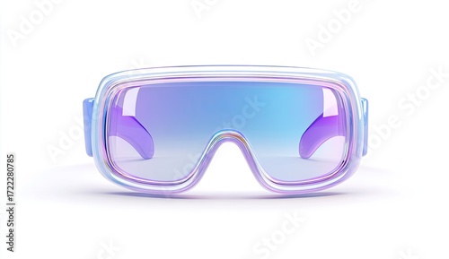 Violet-tinted ski goggles, front view