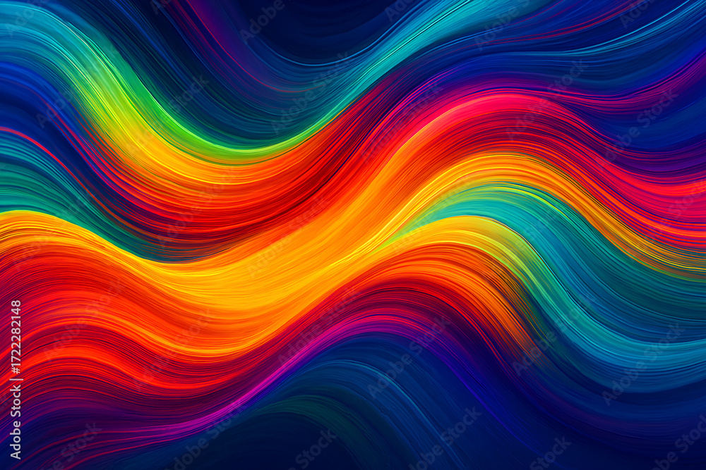 Fototapeta premium Vibrant Multicolor Waves on Dark Background
