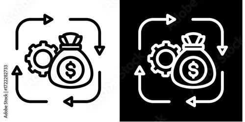 Financing Cash Flow  Icon Set White Style Collection