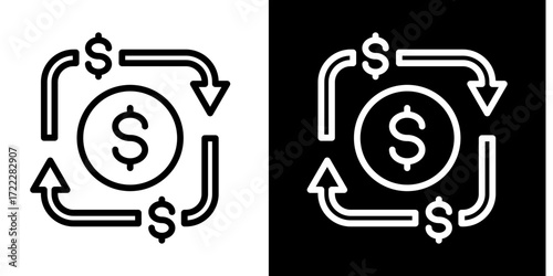 Cash Conversion Cycle  Icon Set White Style Collection