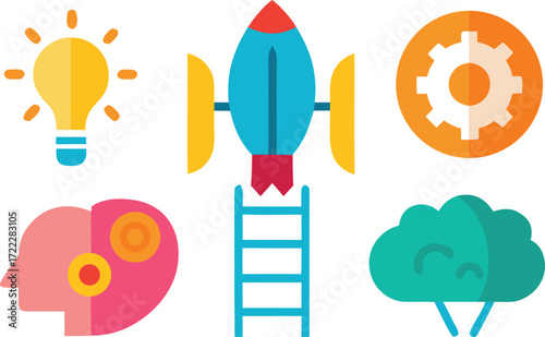 Creative startup icons set vector graphics scalable eps illustration for innovation concepts isolated on transparent background
