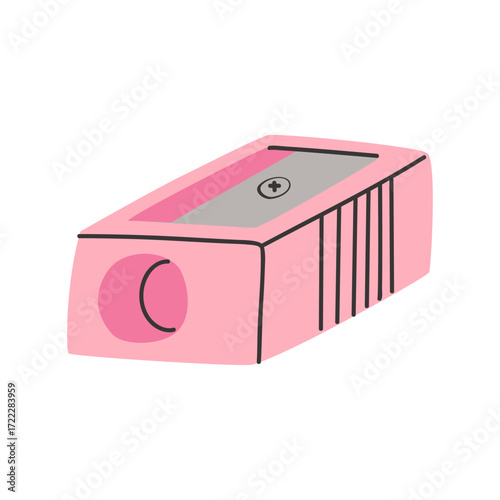 Pink Pencil Sharpener Illustration, Cute Stationery Design