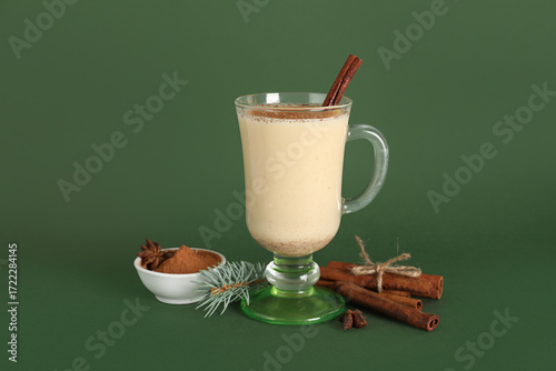 Glass of tasty eggnog cockt...