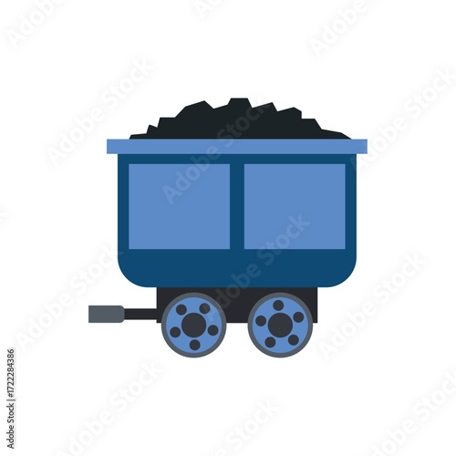 Coal Cart Loaded with Mineral Resources in Industrial Mine