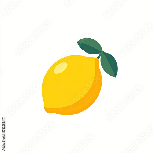 Bright yellow lemon illustration with leaves