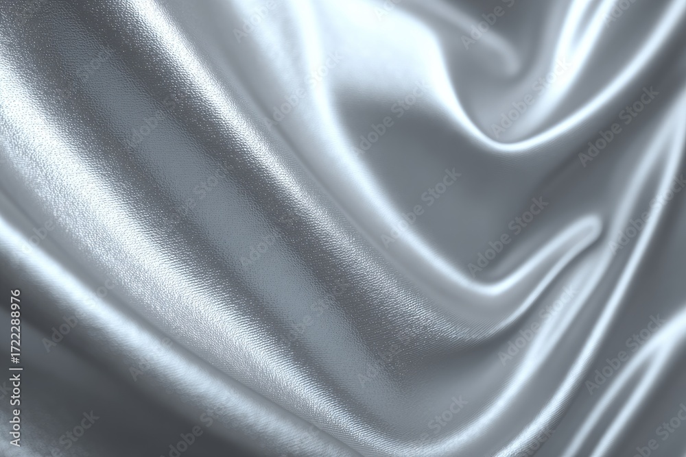Fototapeta premium Close-up of flowing, silver satin