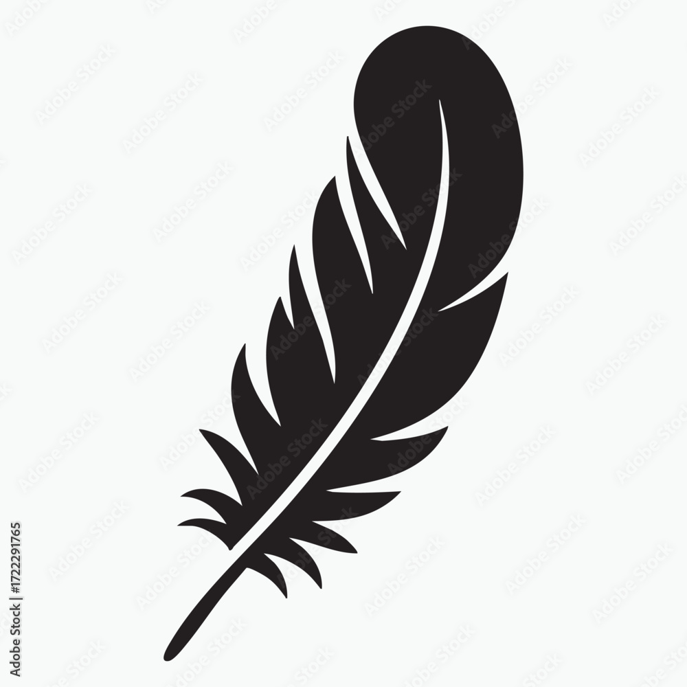 Obraz premium Elegant feather vector illustration with quill pen and bird wing silhouette designs isolated on white for writing and decoration