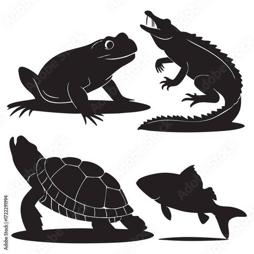 Cartoon vector illustration of a cute green reptile character