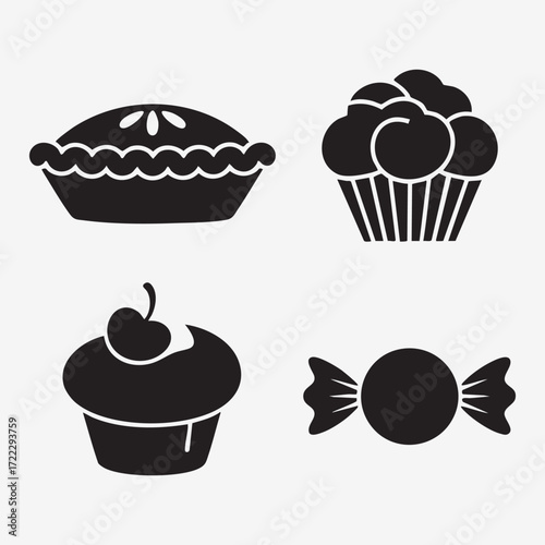 A sweet seamless pattern vector illustration of cupcakes and cakes with chocolate and cream decorations for a party celebration