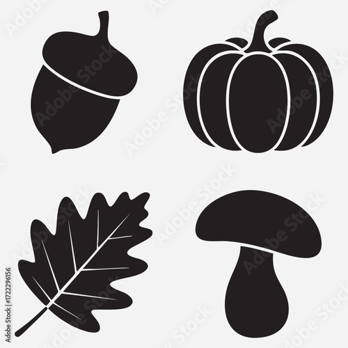 A vector illustration of a healthy set of autumn vegetables and fruits like a pumpkin, apple, and pear