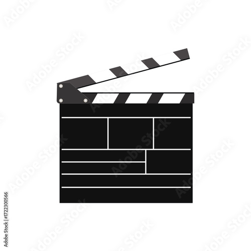 Open Clapperboard Icon. Movie Slate Board Vector for Film and Video Production