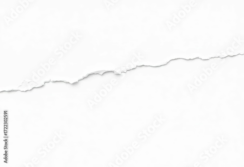 Torn edges, frayed fibers, white background with visible texture,  torn edges,  tear
