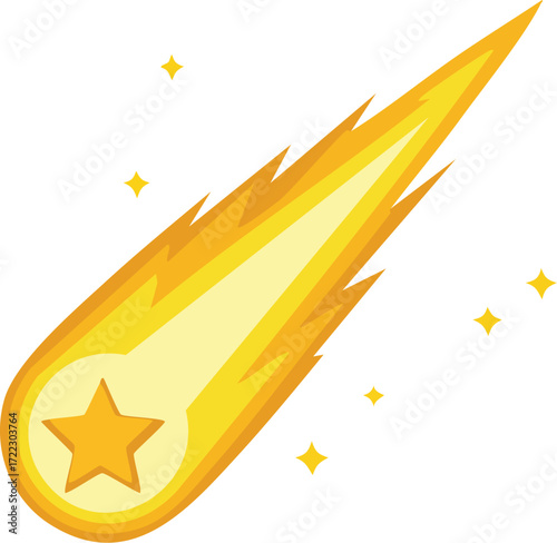 A golden comet or shooting star with sparkles. A magical vector illustration representing wishes, success, and cosmic events. Generative AI