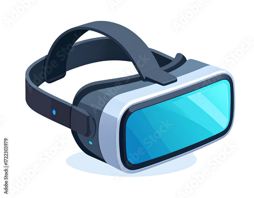 A modern, stylized illustration of a virtual reality headset, isolated on white.