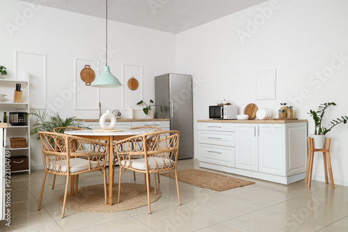 Interior of light kitchen w...