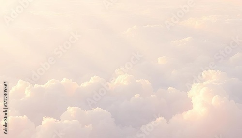 Plakat w ramie Soft, dreamy pastel cloudscape with subtle light rays, digital, element
