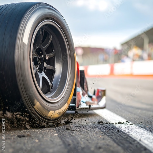 Formula One racing tire on track