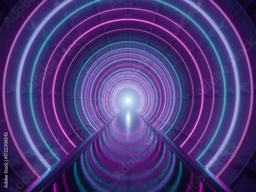 Futuristic neon tunnel loop animation with glowing lights and cyberpunk vibe. Perfect for VJ loops, motion graphics, music visuals, and digital backgrounds.
