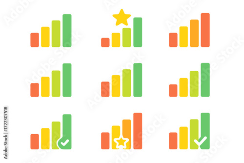 Network signal strength silhouette icon set. featuring bar, strength, connection, status, and indicator symbols