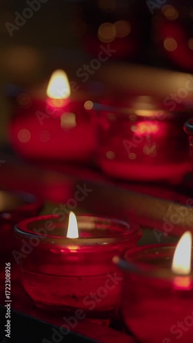 Glowing Red Candles Are Creating a Relaxing, Calming Atmosphere in Your Cozy Space