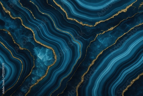 Blue marble agate mosaic with shimmering gold veins elegant digital marbling background luxury gemstone texture for design
