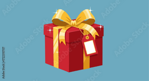 Christmas icon vector 2025 find the perfect red gift box with gold ribbon and tag for any occasion celebrate with this present idea