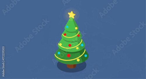 Christmas icon vector 2025 isometric christmas tree vector illustration with star and decorations for holiday season design art