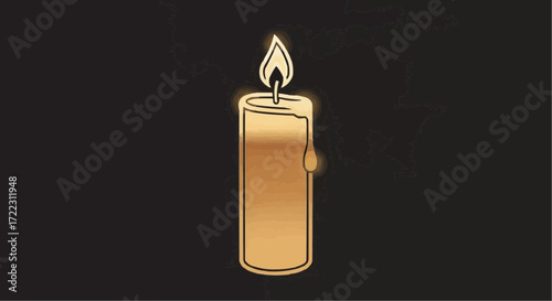 Christmas icon vector 2025 golden candle light flame wax burning bright glowing candlelight decoration shiny warm illumination design