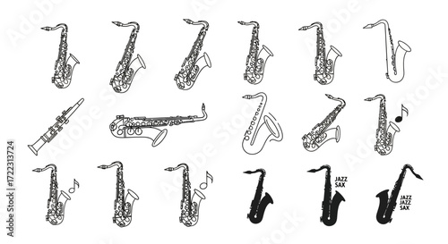Simple line art icons depicting various ice cream cones, scoops, and desserts, including one location pin.