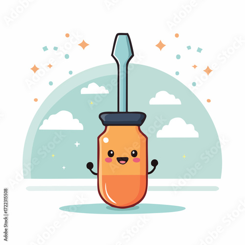 Cartoon illustration of a man in a hat and suit holding a magic wand with a coffee cup and cylinder hat design