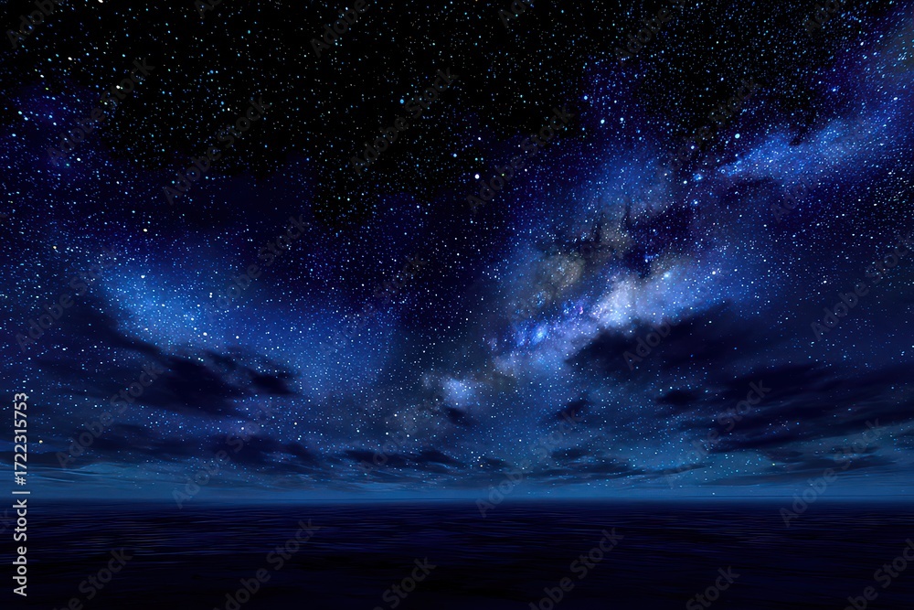 Fototapeta premium Night Sky Over Dark Ocean