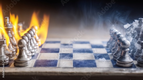 Wallpaper Mural Chess Game of Fire and Ice with Flames and Smoke on Board Torontodigital.ca