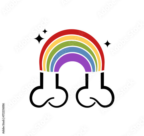 Vintage Rainbow Bone Illustration
