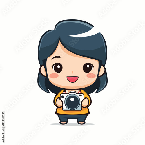 Happy smiling cartoon child character vector illustration