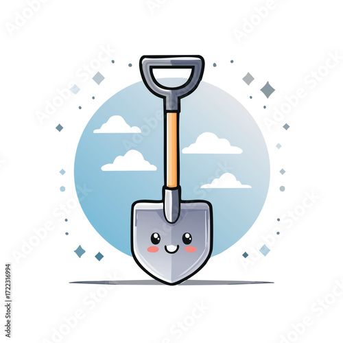 Icon vector illustration of a man with a shovel, a symbol for business or medical design