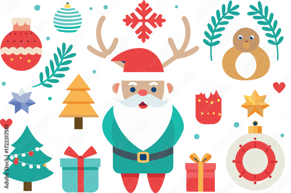 Fototapeta premium Festive christmas santa claus vector bundle for holiday celebrations vector