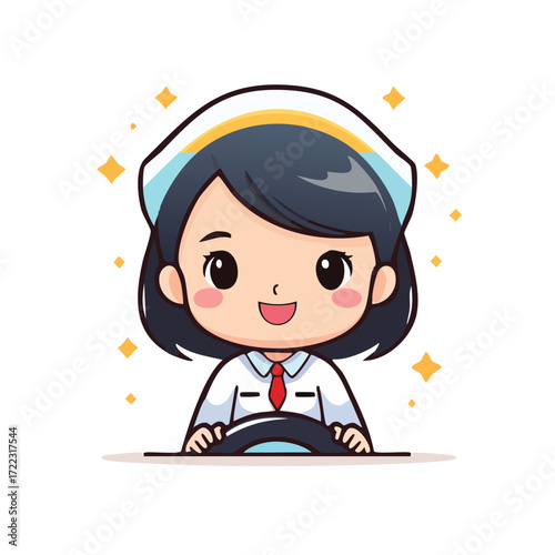 Smiling little boy and a woman cartoon character vector illustration