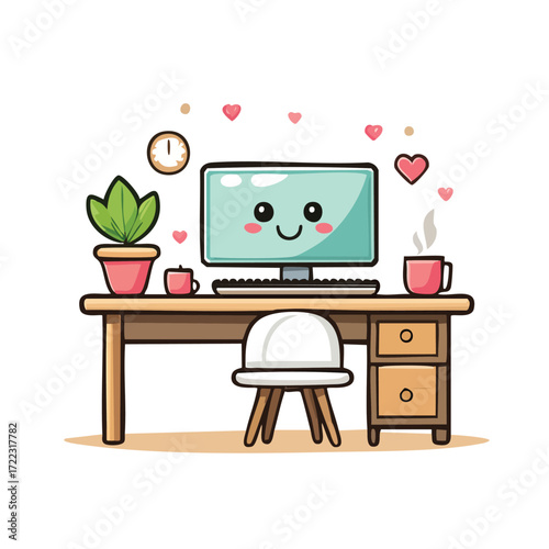 Retro television set on a wooden desk in a modern living room