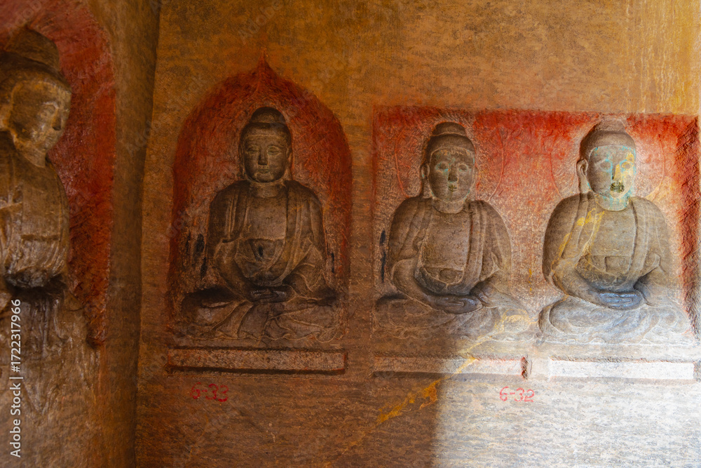 Naklejka premium Xiangtangshan Grottoes in Handan, Hebei