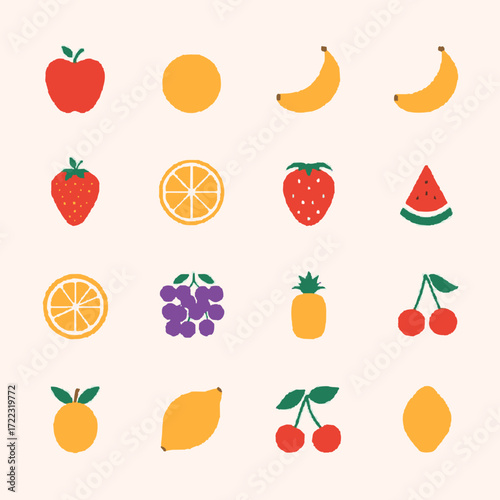 Fruit Set Icon Minimalist