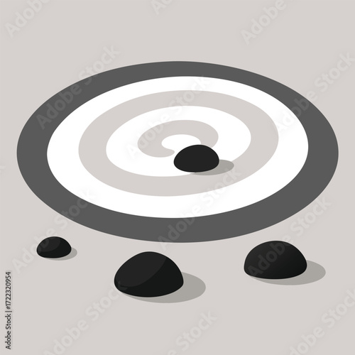 Zen Garden Raked Sand and Stones Arrangement vector