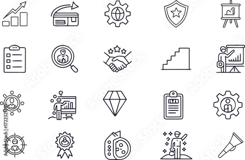 Employer Branding editable stroke outline icons set