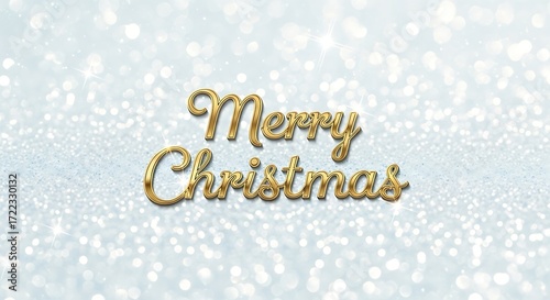 Elegant merry christmas golden glitter text effect on a sparkling white background for festive season greetings and holiday celebrations