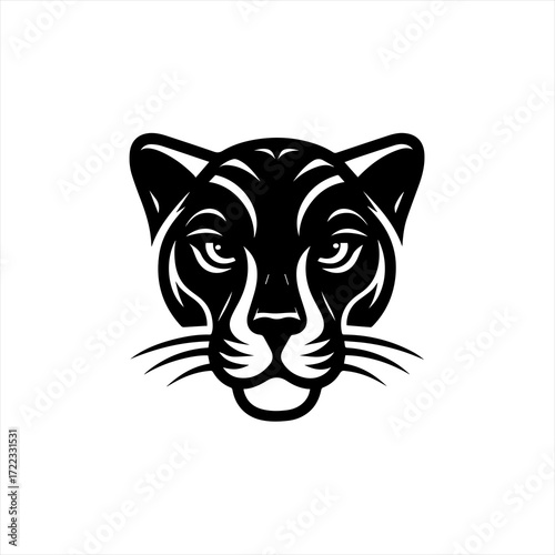Stylized black panther head logo design
