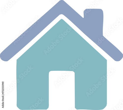 Simple stylized house icon with a chimney in pastel colors