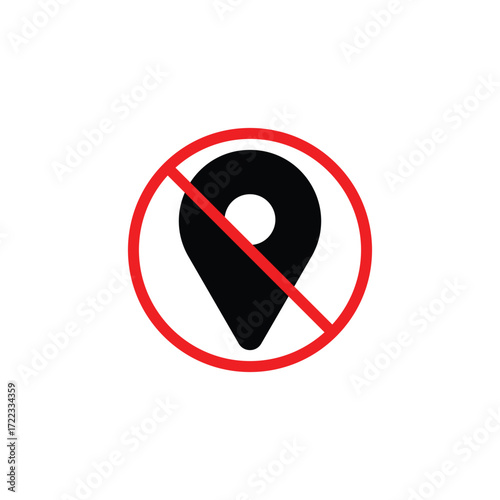 Prohibited location marker icon showing no entry or forbidden area