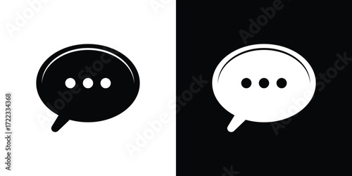 Duo tone speech bubble icons representing conversation or communication in black and white