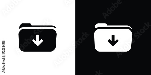 Download folder icon set contrasting black and white simple graphic design